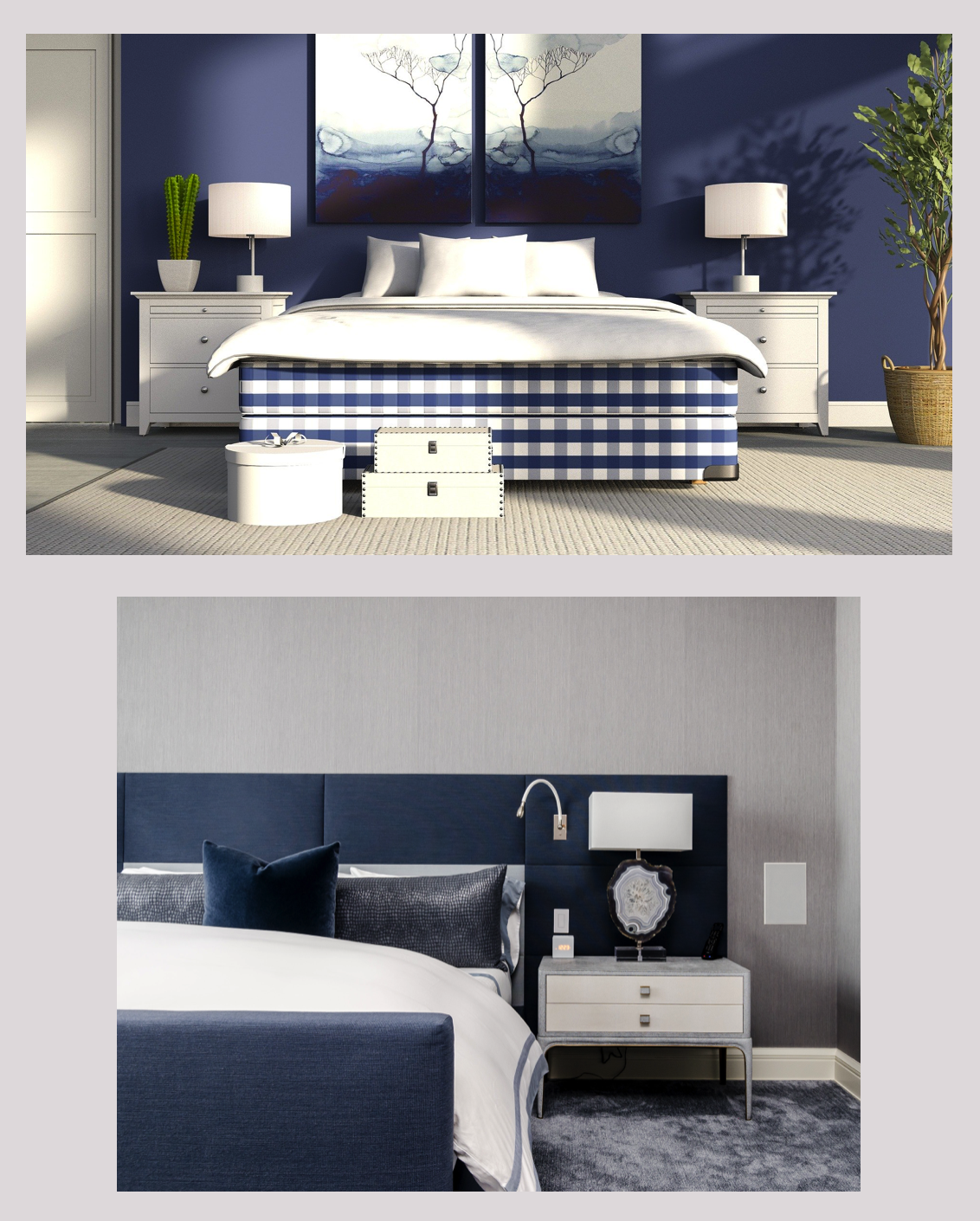 Exemples de chambres bleus. 